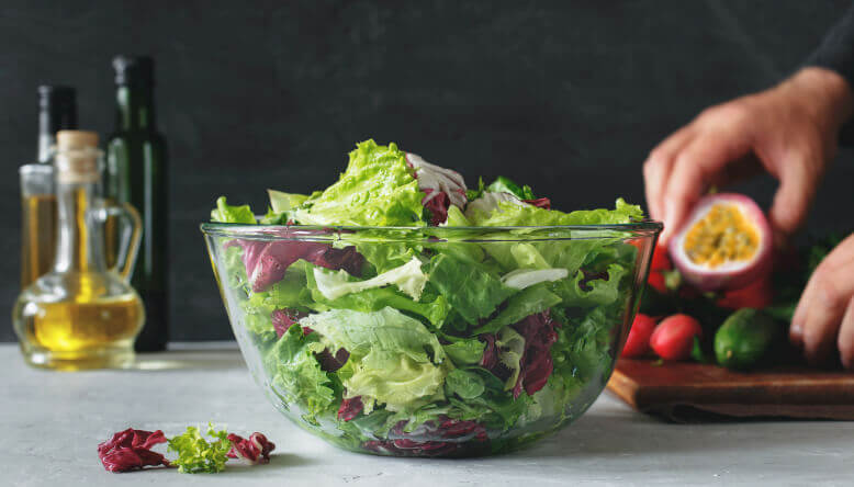 Salad cabbage salad with passion fruit dressing